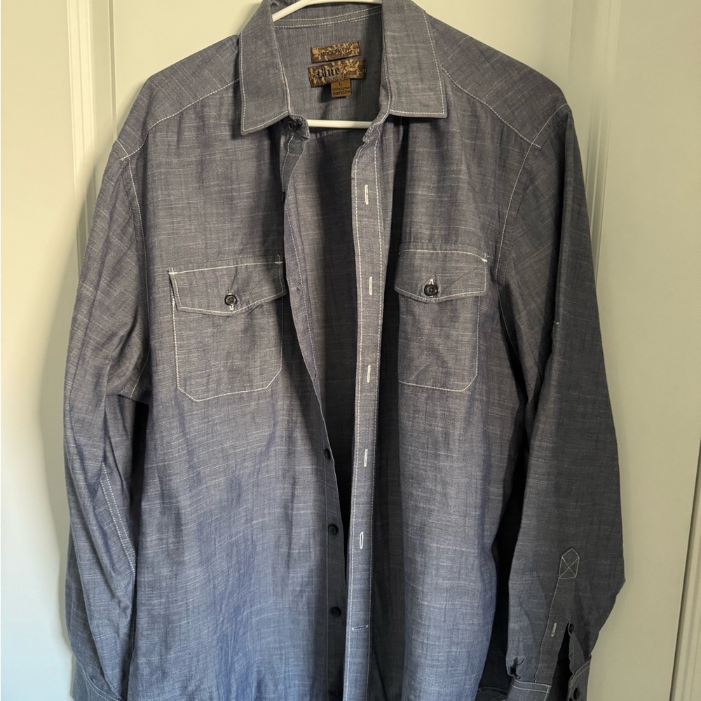 Blue Pronto Uomo Modern Fit Men’s dress shirt, dark denim, Sz L
